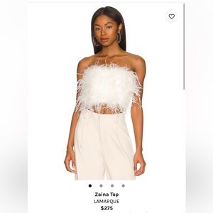 WHITE REVOLVE LAMARQUE FEATHER TOP XS LIKE NEW